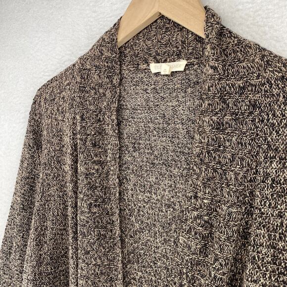 EILEEN FISHER Cardigan L Linen Marled Duster Open Front Long Sleeve Brown - Picture 2 of 14